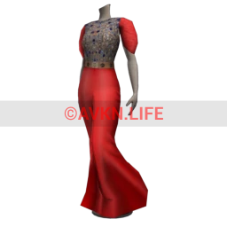 Crimson Flame Art Deco Dress