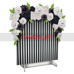 Noir Stripe and Floral Back Drop