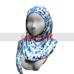 Blue Damask Head Scarf