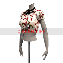 Rockabilly Rose Tie-up Blouse - Cherry Print