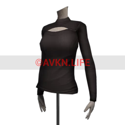 Dynamite Ribbed Cutout Mock Neck Top