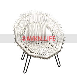 Woven Rattan Armchair, White