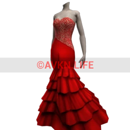 Vibrant Red Fishtail Dress